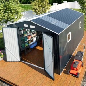 10x12x7 FT Outdoor Storage Shed – Natural Lighting Metal Tool Shed