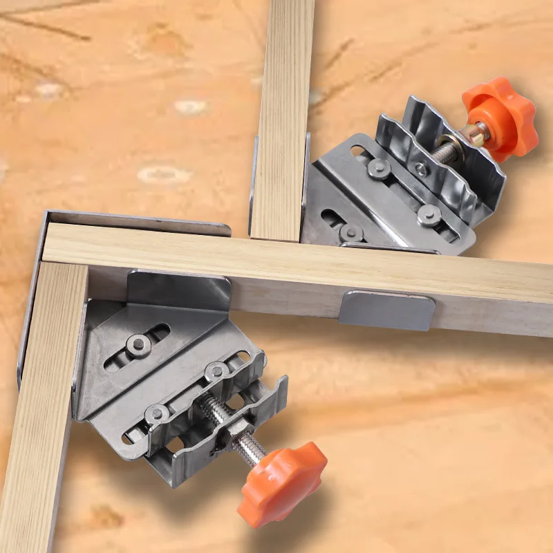 Adjustable Multipurpose Stainless Steel Frame Clamps - 90 Degree Right Angle Woodworking Clamps
