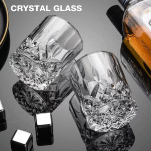 Old Fashioned Whiskey Glasses – 11 oz Clear Crystal Glass Set (Pack of 4)