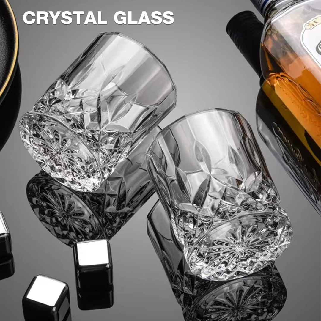 Old Fashioned Whiskey Glasses – 11 oz Clear Crystal Glass Set (Pack of 4)