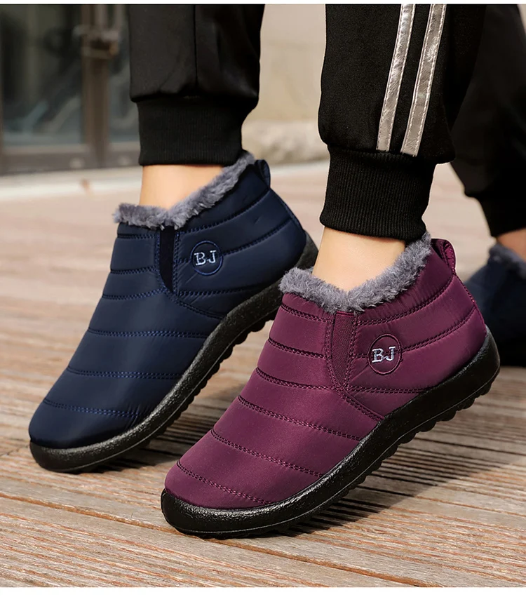 Lightweight Fur Lined Winter Boots Women Waterproof – Warm Snow Boots for Women, Black Fur Lined Ankle Boots, Cozy Women Winter Shoes