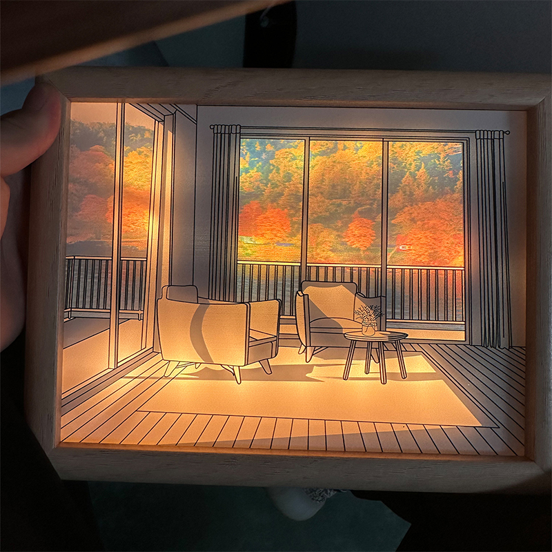 Decorative LED Light Painting – Dimmable Wall & Table Artwork with Wooden Frame