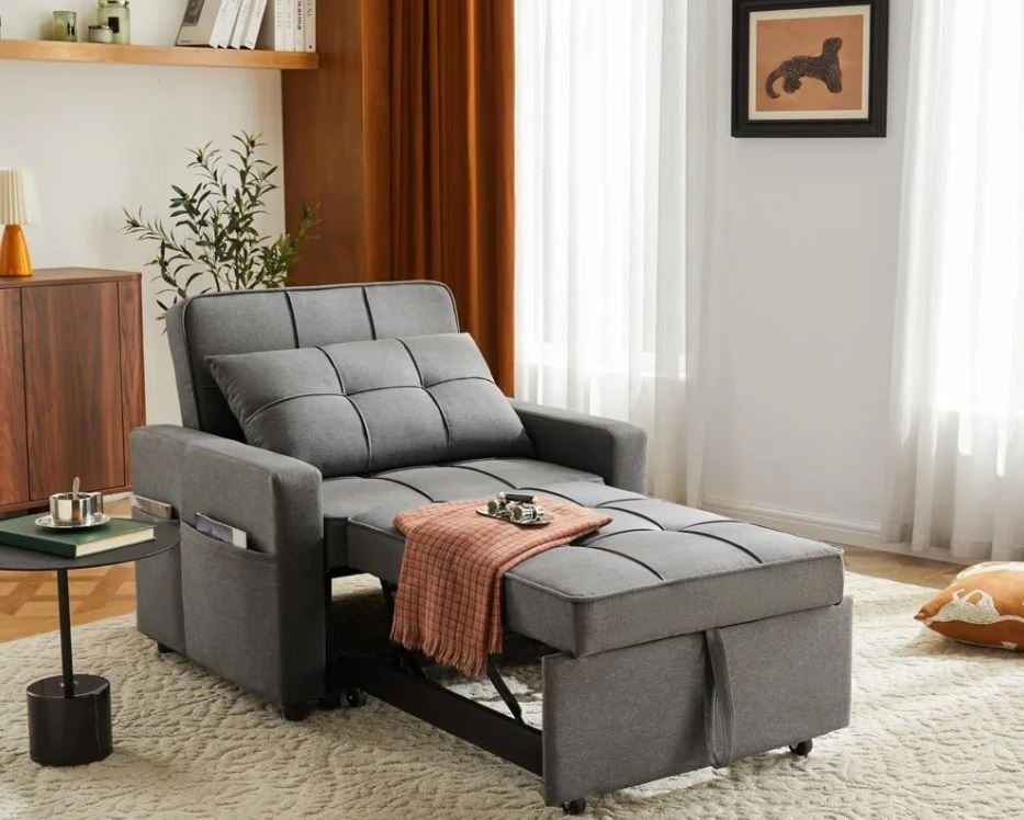 3-in-1 Convertible Single Sofa Bed with 5-Position Backrest