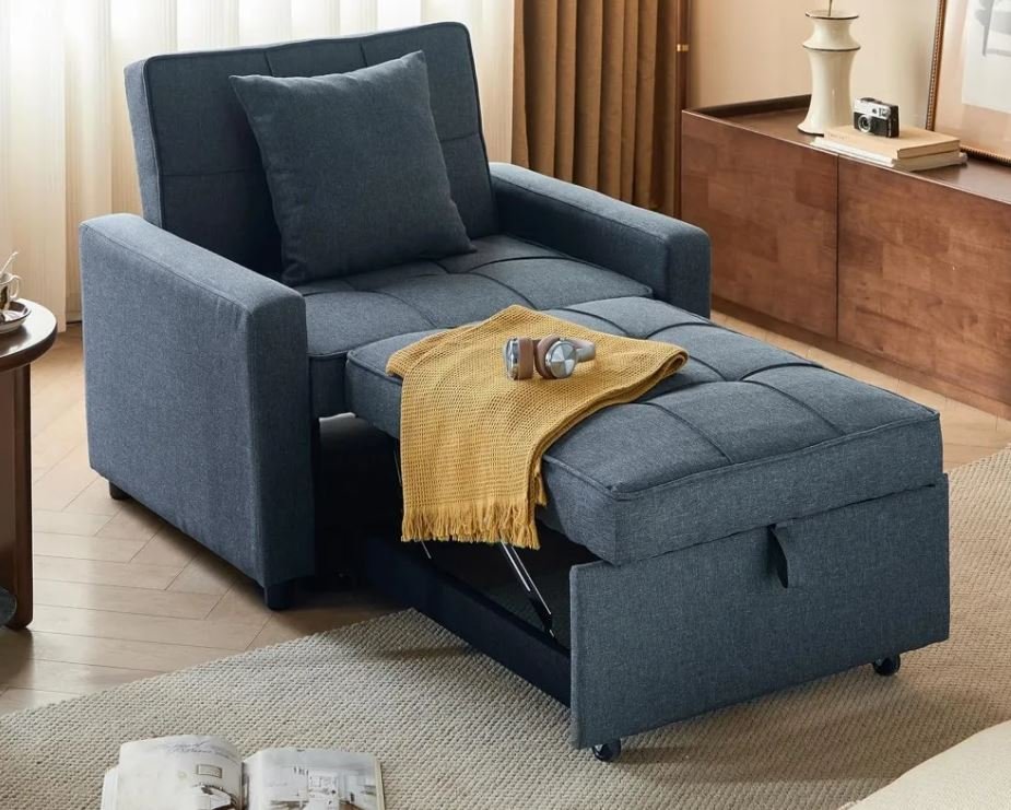 3-in-1 Convertible Single Sofa Bed with 5-Position Backrest