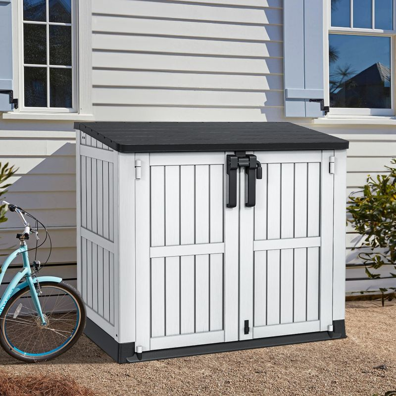 36 cu ft Horizontal Storage Shed Resin Lockable Tool Cabinet