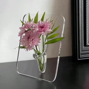 Frame Flower Vase - Clear Glass Vase for Home Decor - Pack of 2