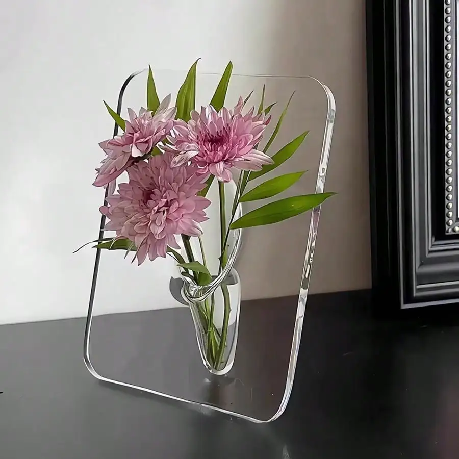 Frame Flower Vase - Clear Glass Vase for Home Decor - Pack of 2