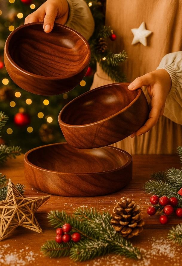 Handcrafted Wood Salad Bowl Rustic Kitchen & Dining Decor 5