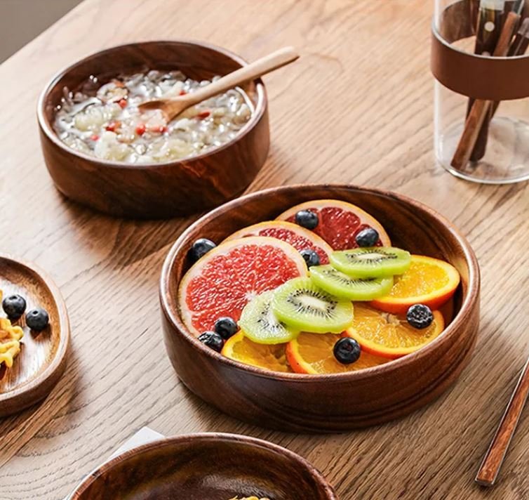 Handcrafted Wood Salad Bowl Rustic Kitchen & Dining Decor 5
