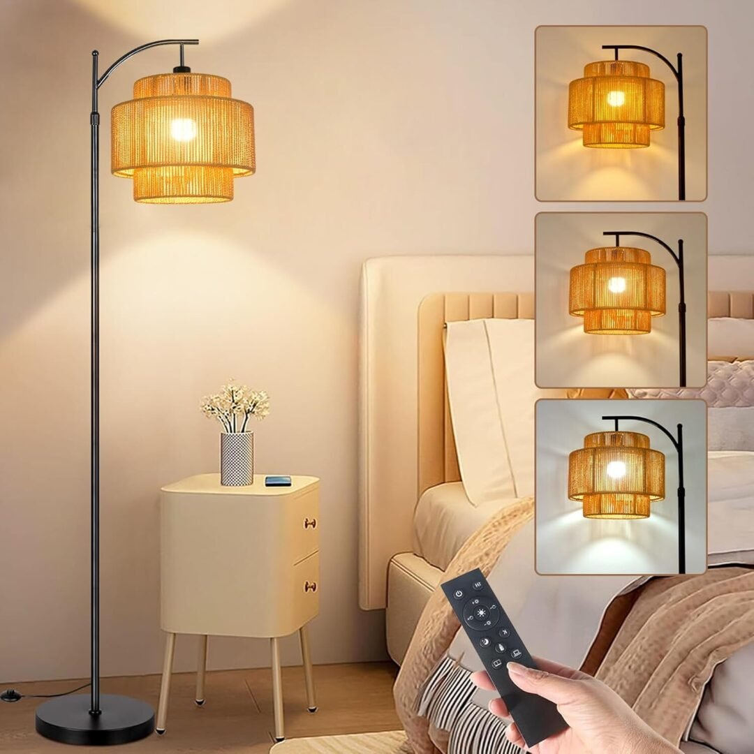 Rattan Floor Lamp for Living Room and Bedroom