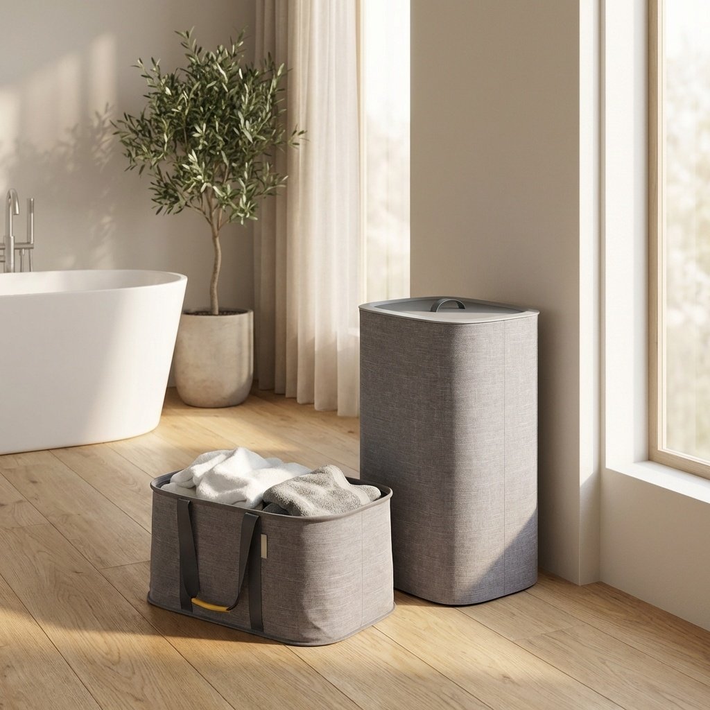 Laundry Hamper with Lid 2 Removable Wash Bags + Free Basket