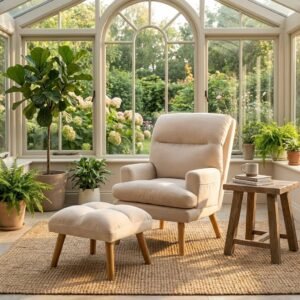 Modern Accent Chair with Ottoman